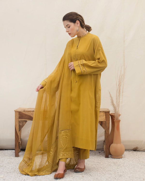 Mustard | 3-Piece Stitched Lawn Arrival